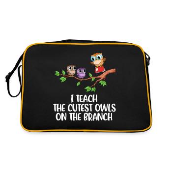 I Teach The Cutest Owls Eule Geschenk - Retro Tasche - Schwarz/Gold - Hinten