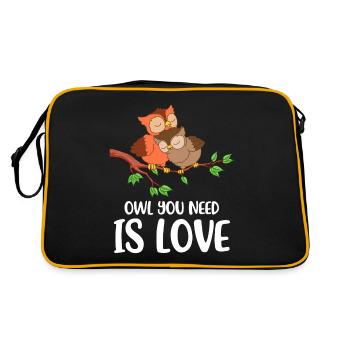 Owl You Need Is Love Eule Geschenk - Retro Tasche - Schwarz/Gold - Hinten