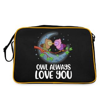 Owl Always Love You Eule Geschenk - Retro Tasche - Schwarz/Gold - Hinten