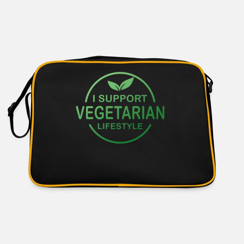 Vegetarier Geschenk Vegetarier Leben - Retro Tasche - Schwarz/Gold