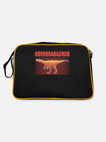 Herrerasaurus Dinosaur - Retro Tasche - Schwarz/Gold - Hinten