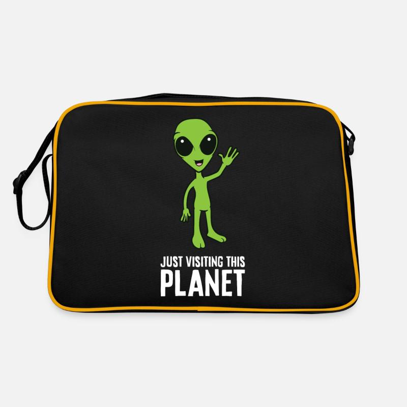 Ovni extraterrestre visite cette planète - Sac Retro - noir/or