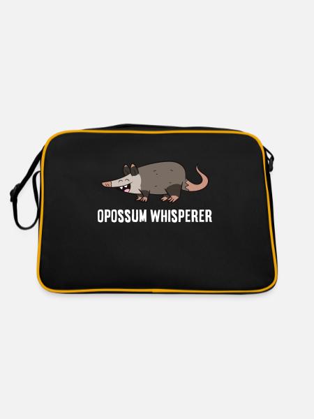 Opossums Tierisch Lustig Opossumflüsterer - Retro Tasche - Schwarz/Gold - Hinten