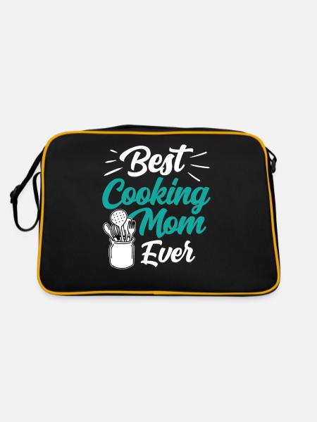 Beste Kochende Mutter Aller Zeiten Kochen Mama - Retro Tasche - Schwarz/Gold - Hinten