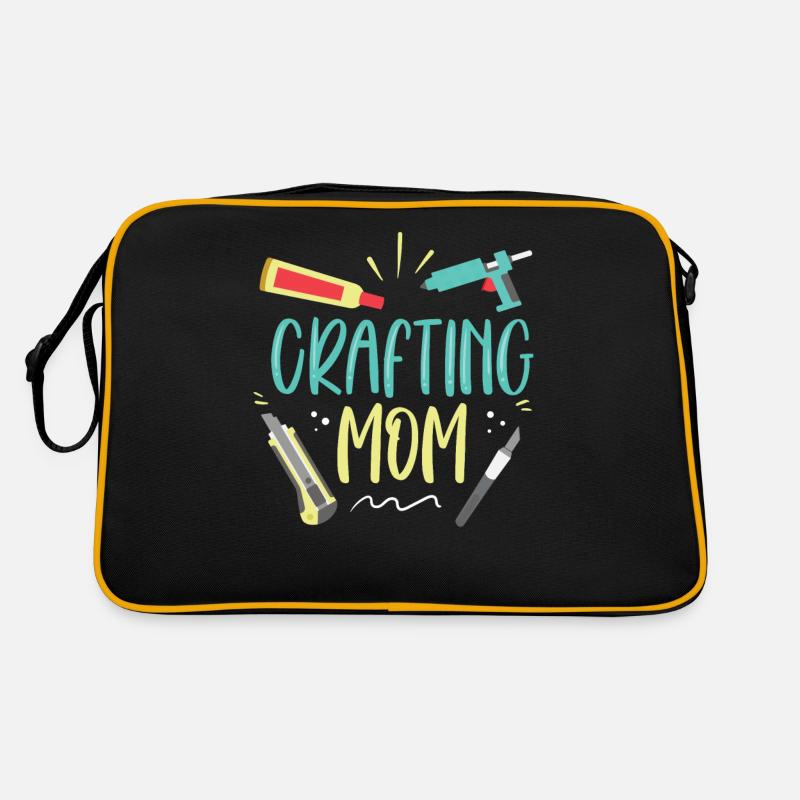 Basteln Mama Bastler Bastel Mutter - Retro Tasche - Schwarz/Gold