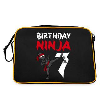 Fête d’anniversaire Ninja japonais de 7 ans Anniversaire - Sac Retro - noir/or - Dos