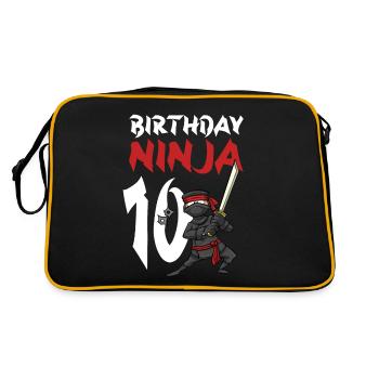 Fête d’anniversaire Ninja japonais de 10 ans - Sac Retro - noir/or - Dos