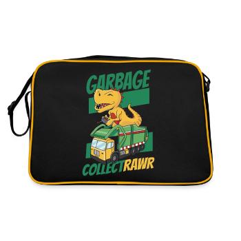 Dinosaur Construction Worker Dump Truck Driver - Retro Bag - black/gold - Back