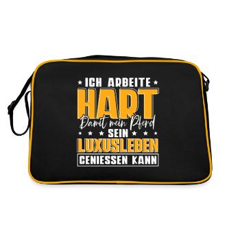 Ich Arbeite Hart Damit Mein Pferd - Retro Tasche - Schwarz/Gold - Hinten