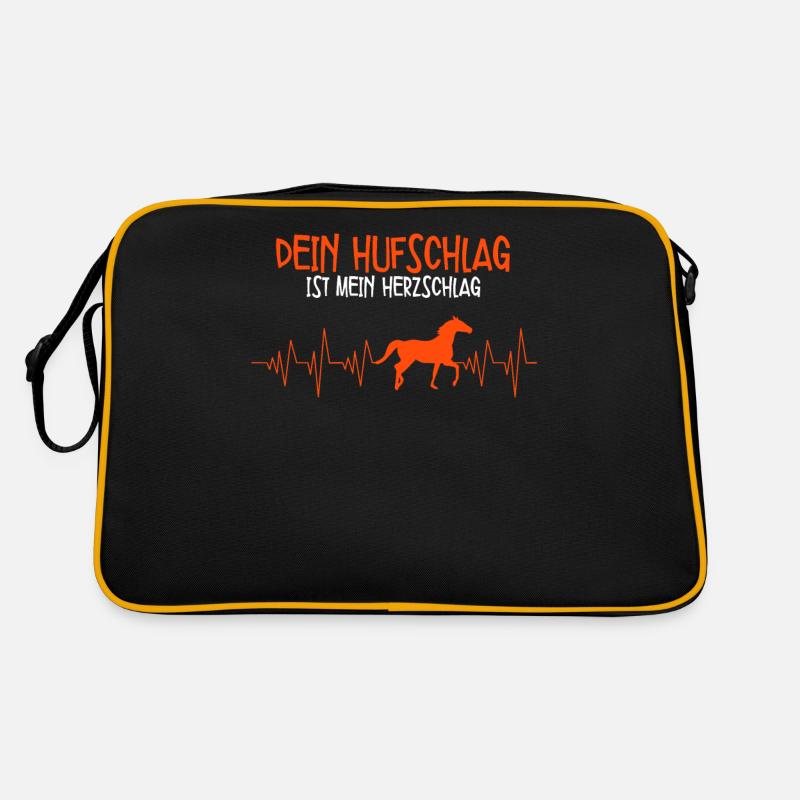 Dein Hufschlag Ist Mein Herzschlag - Retro Tasche - Schwarz/Gold