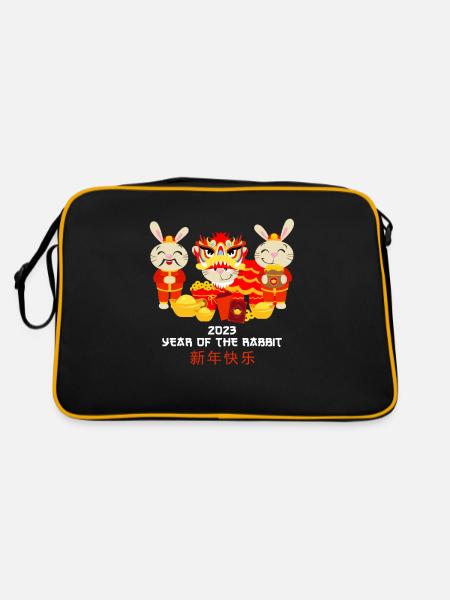 Silvester Party Happy New Year 2023 - Retro Tasche - Schwarz/Gold - Hinten