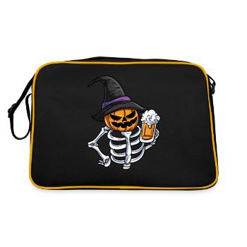 Skeleton Pumpkin Face - Retro Bag - black/gold - Back