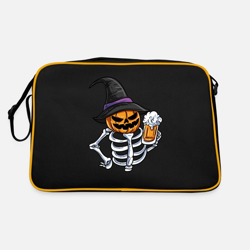 Skelett Kürbis Gesicht Retro Tasche