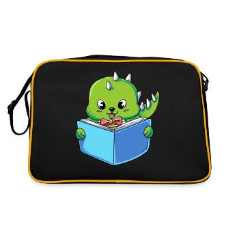 Dinosaur reading a book - Retro Bag - black/gold - Back