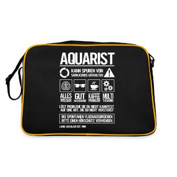 Aquarianer Aquarist - Retro Tasche - Schwarz/Gold - Hinten
