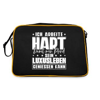 Ich Arbeite Hart Damit Mein Pferd - Retro Tasche - Schwarz/Gold - Hinten