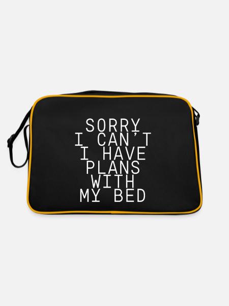 Sorry I Can't I Have Plans With My Bed - Retro Bag - black/gold - Back