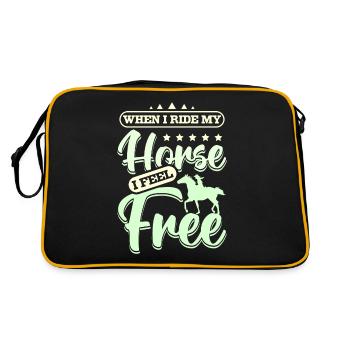 When I ride my horse I feel free - Retro Bag - black/gold - Back