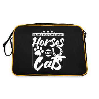 Facilement distrait par les chevaux et les chats - Sac Retro - noir/or - Dos