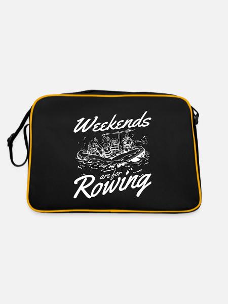 Rafting Weekends Are For Rowing Paddling Paddle - Retro Bag - black/gold - Back