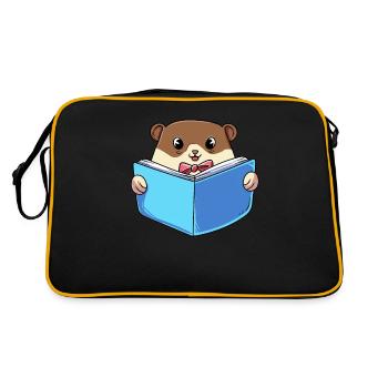 Otter Reading Book - Retro Bag - black/gold - Back