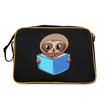 Faultier Lesebuch - Retro Tasche - Schwarz/Gold - Hinten