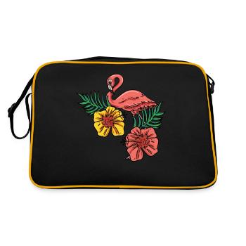 Rosa Flamingo - Retro Tasche - Schwarz/Gold - Hinten