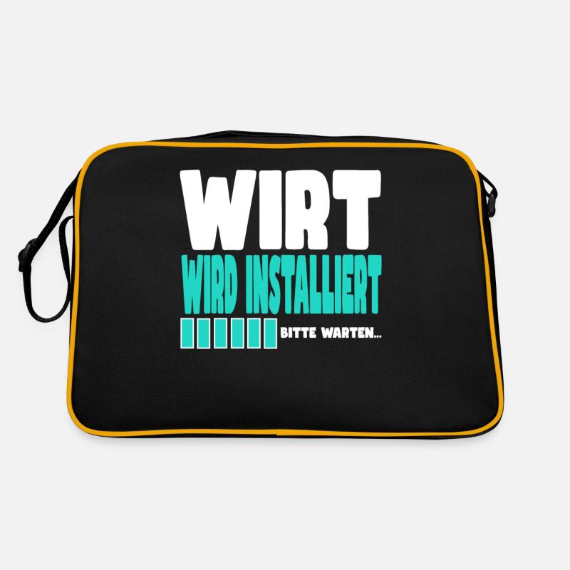 Wirt wird installiert Retro Tasche