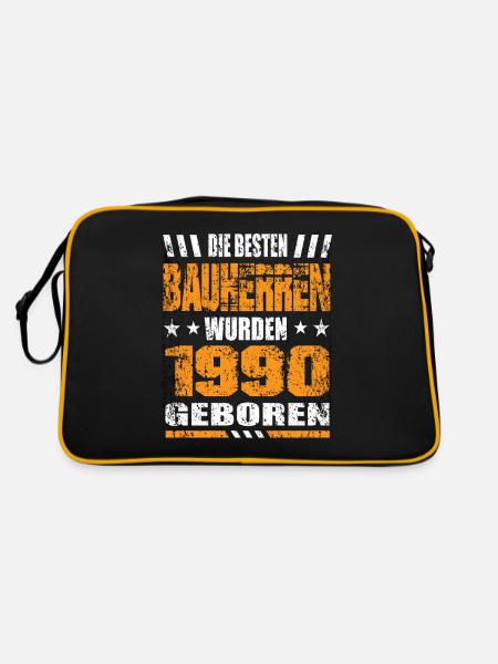 Bauherr Geburtstag Die Besten Bauherren wurden - Retro Tasche - Schwarz/Gold - Hinten