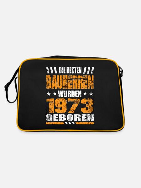 Bauherr Geburtstag Die Besten Bauherren wurden - Retro Tasche - Schwarz/Gold - Hinten