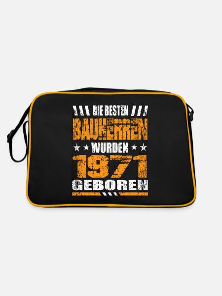 Bauherr Geburtstag Die Besten Bauherren wurden - Retro Tasche - Schwarz/Gold - Hinten