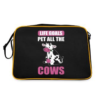 Life Goals Pet All The Cows Moo Cow Farmer - Retro Bag - black/gold - Back