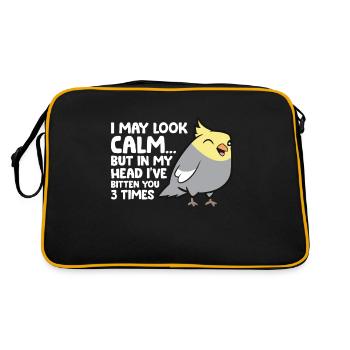 In My Head I've Bitten You 3 Times Funny Cockatiel - Retro Bag - black/gold - Back
