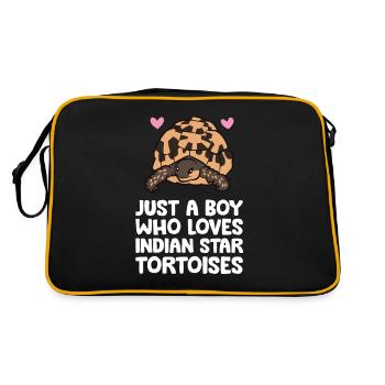Nur ein Junge, der indische Sternschildkröten - Retro Tasche - Schwarz/Gold - Hinten