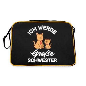Katzen Ich Werde Große Schwester - Retro Tasche - Schwarz/Gold - Hinten