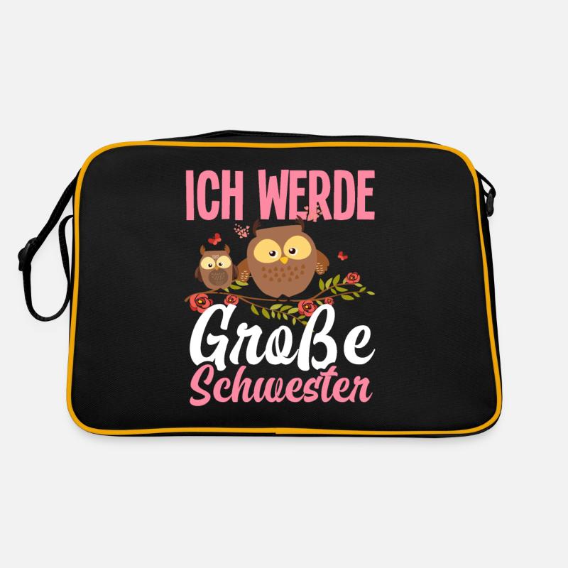 Eulen Ich Werde Große Schwester Retro Tasche