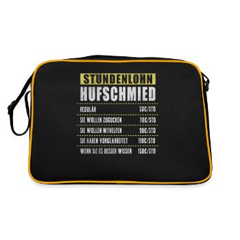 Stundenlohn Hufschmied - Retro Tasche - Schwarz/Gold - Hinten