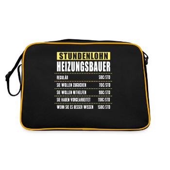 Stundenlohn Heizungsbauer - Retro Tasche - Schwarz/Gold - Hinten