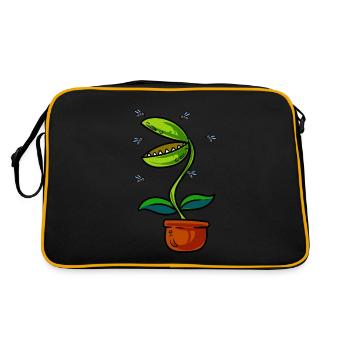 Venusfliegenfalle Pflanze - Retro Tasche - Schwarz/Gold - Hinten