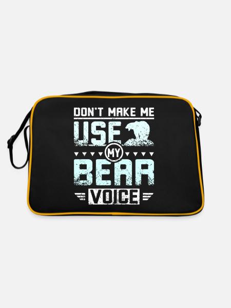 Don't make me use my bear voice - Retro Tasche - Schwarz/Gold - Hinten