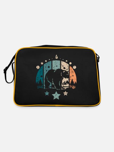 Retro Vintage Forest Ours polaire - Sac Retro - noir/or - Dos