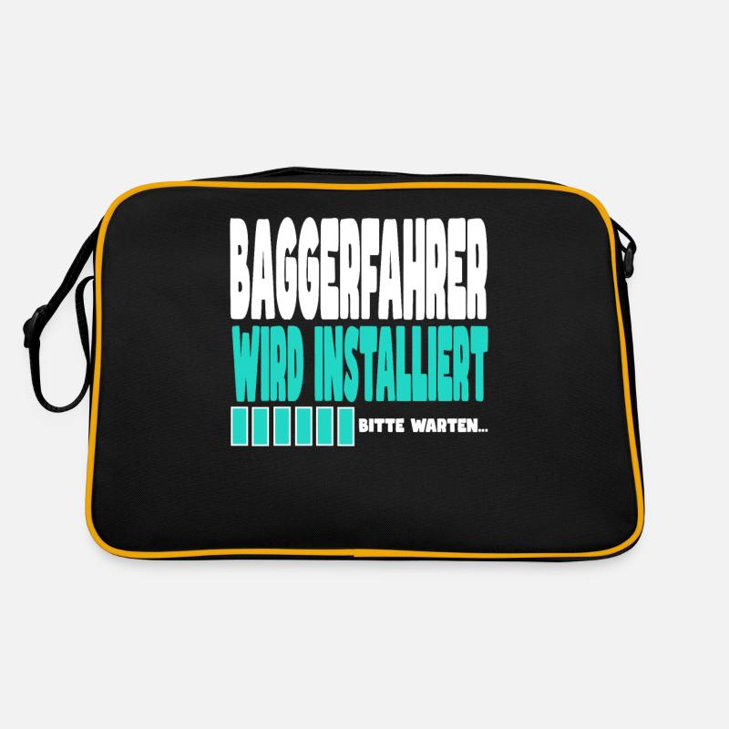 Baggerfahrer wird installiert - Retro Tasche - Schwarz/Gold