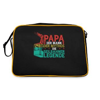 Papa Die Seilbahner Legende Bergbahn Gondel - Retro Tasche - Schwarz/Gold - Hinten