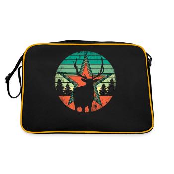 Retro Hirsch Vintage Jäger Elch Jagd Berufsjäger - Retro Tasche - Schwarz/Gold - Hinten