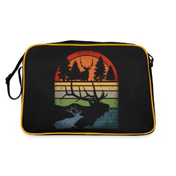 Retro Hirsch Vintage Jäger Elch Jagd Berufsjäger - Retro Tasche - Schwarz/Gold - Hinten