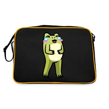 Cottagecore Kawaii Grenouille Riant Emoticon - Sac Retro - noir/or - Dos