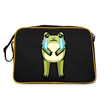 Cottagecore Kawaii Grenouille Triste Pleur Emoticon - Sac Retro - noir/or - Dos