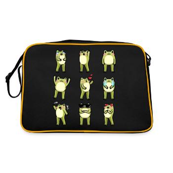 Émoticônes de grenouille Kawaii Cottagecore - Sac Retro - noir/or - Dos