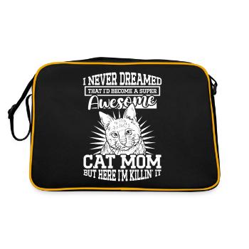 Supergeile Katzenmama Katze Katzenliebhaber - Retro Tasche - Schwarz/Gold - Hinten
