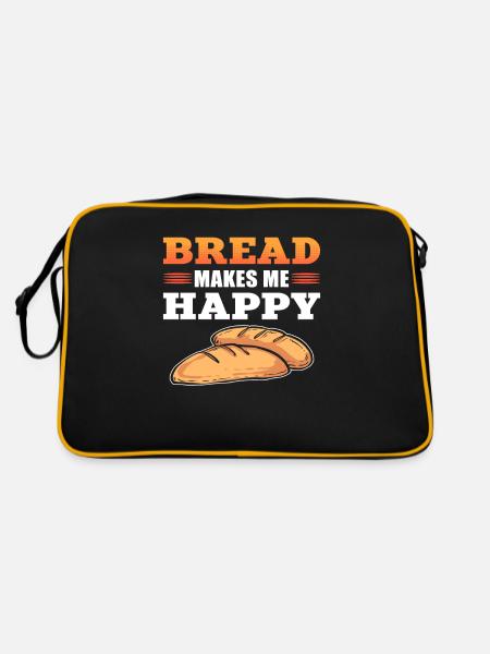 Bread Bakes Me Happy Bread Making Baker - Retro Tasche - Schwarz/Gold - Hinten